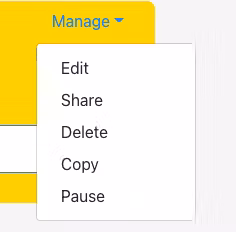 Share feature opened menu